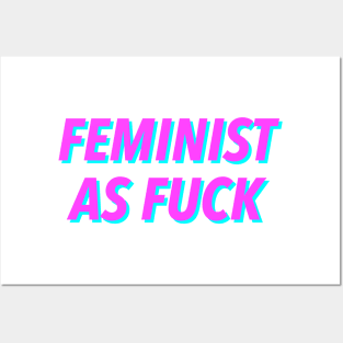 Feminist as fuck. Pink & Blue Posters and Art